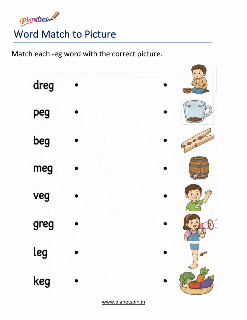 Match -EG Words to Pictures Activity