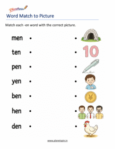 Match -EN Words to Pictures Activity