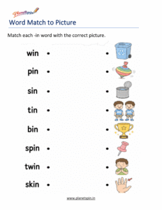 Match -IN Words to Pictures Activity