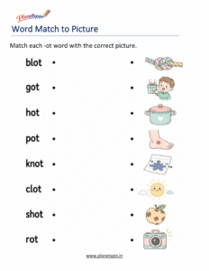Match -OT Words to Pictures Activity