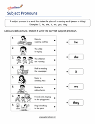 subject pronouns worksheet for grade 1