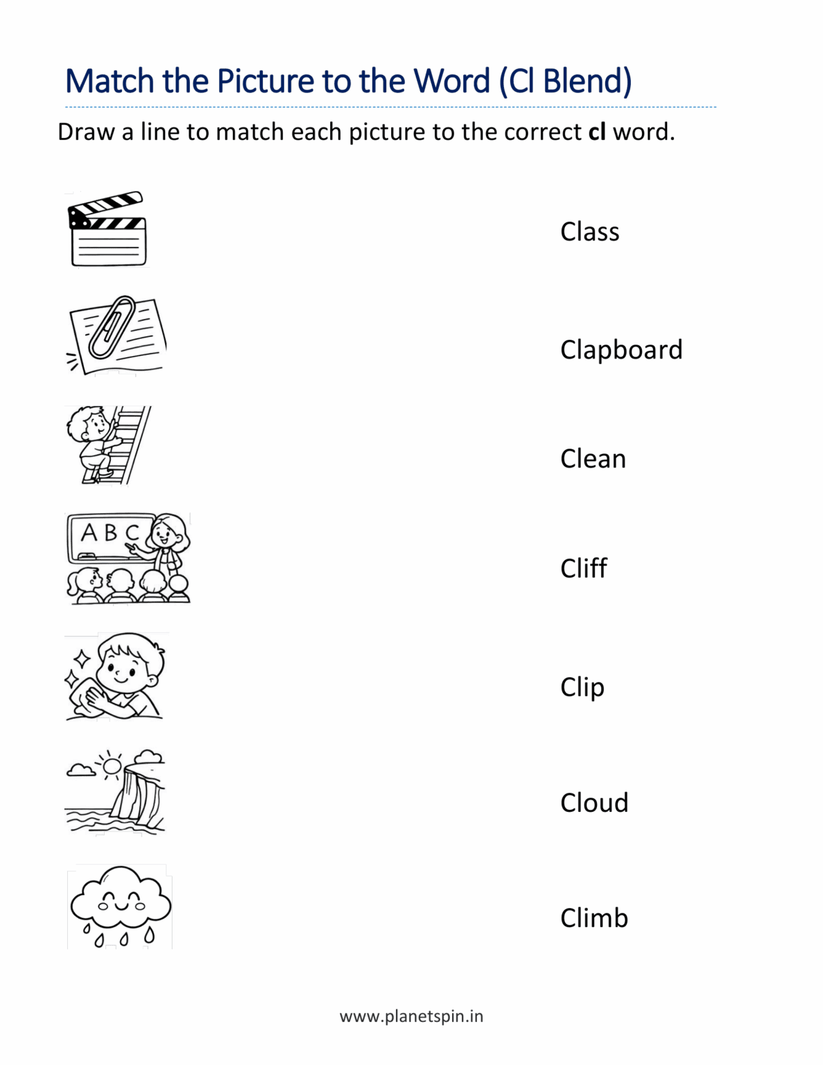 Cl blends worksheet for kindergarten | Planetspin.in