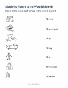 match sk words with pictures worksheet
