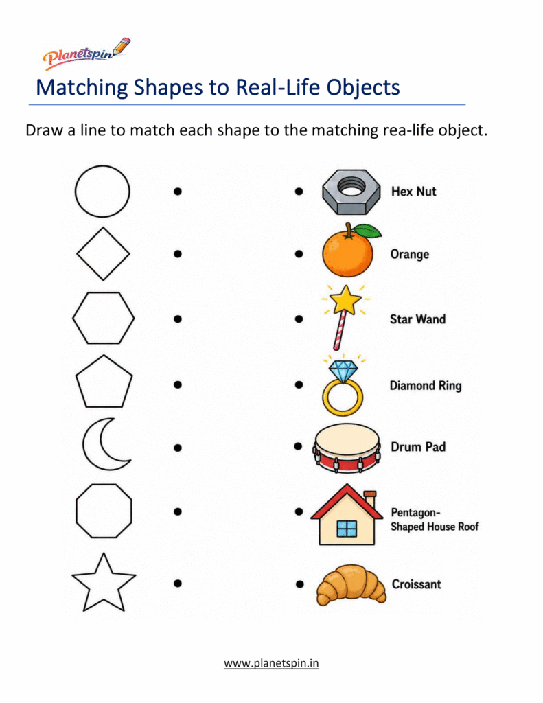 Matching shapes to real life objects kindergarten | Free printables