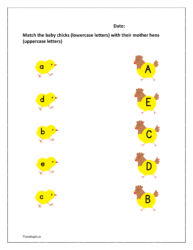 a to e: Match the baby chicks (lowercase letters) with their mother hens (uppercase letters)