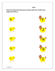 f to j: Match the baby chicks (lowercase letters) with their mother hens (uppercase letters)