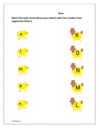 k to o: Match the baby chicks (lowercase letters) with their mother hens (uppercase letters)