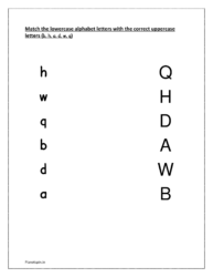 Match the lowercase letters with the correct uppercase letters (h, w, q, b, d, a)
