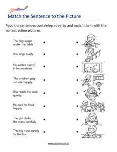 match each adverb to the correct picture