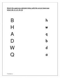 Match uppercase with lowercase letters  (B, H, A, D, W, Q)