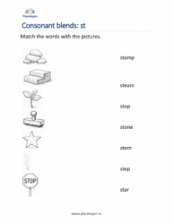 St Blends Words Worksheets for Kindergarten