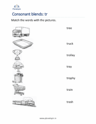 Tr Blends Words Worksheets for Kindergarten