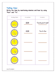 Free Printable Telling Time and Clock Worksheets for Grade 1