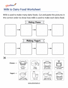 Dairy foods cut and paste worksheet