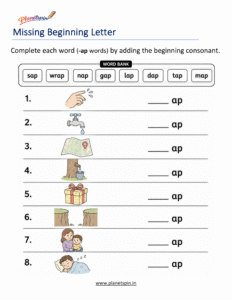 Missing Beginning Letters -AP Word Family Activity
