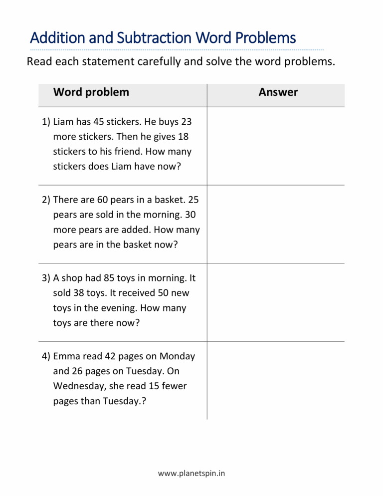 Mixed addition and subtraction word problems for Grade 2