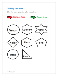 Color the nouns using the color code given.