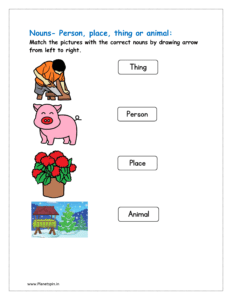 Match the pictures with the correct nouns by drawing arrow from left to right.