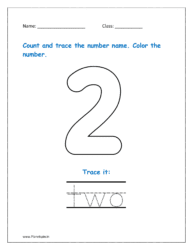 2: Count and trace the number name for two