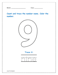 9: Count and trace the number name for nine