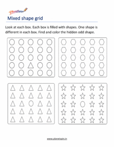 Printable odd one out shapes activity for kindergarten