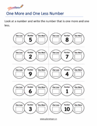 One More and One Less Worksheets for Grade 1