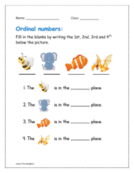 Fill in the blanks by writing the 1st, 2nd, 3rd and 4th below the picture