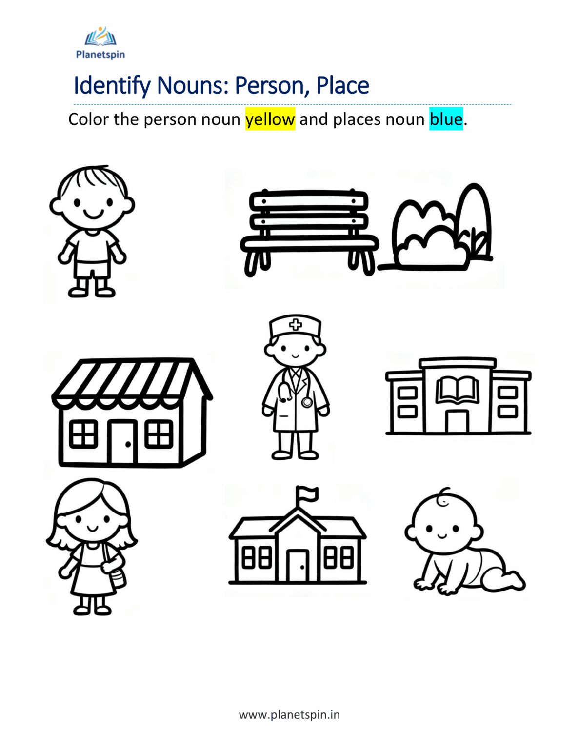 Worksheets for common and proper nouns for grade 1