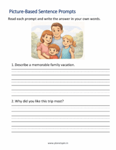 Prompts writing on family vacation