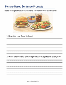 Writing on your favorite food & fruits vegetables benefits