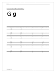 Practice to trace the small letter g in dotted lines