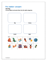 Sorting: Cut the objects and paste them into the right categories