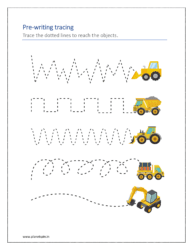 Trace the dotted lines to reach the objects (pre writing worksheets)
