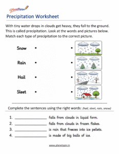 Precipitation worksheet for grade 1