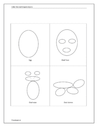 Oval shaped objects coloring worksheet