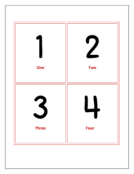 Flash cards of numbers 1 to 4