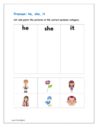 Cut and paste the pictures in the correct pronoun category