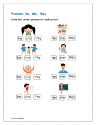 Circle the correct pronoun for each picture.