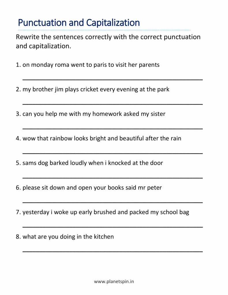 Capitalization and punctuation worksheets pdf for grade 2