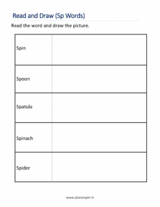 read sp word and draw picture worksheet