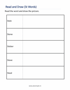 Read the St word and draw picture