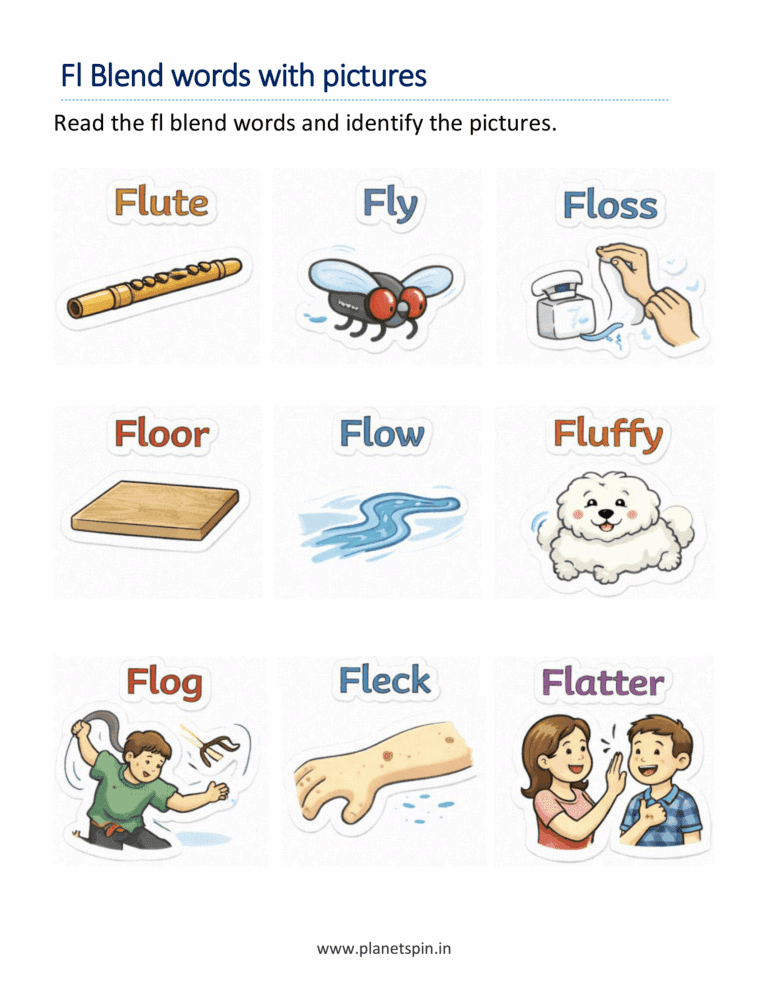 Fl blends worksheets for kindergarten (Free Printable PDF)