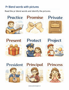 Read Pr blends words and identify the pictures