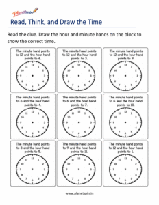 Grade 1 Practice Worksheet for Drawing Clock Hands