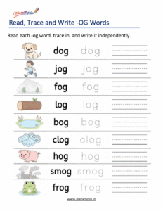 Read, Trace and Write -OG Words Worksheet