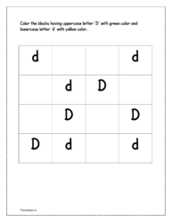 Color the upper case alphabet 'D' with green color and lower case alphabet 'd' with yellow color