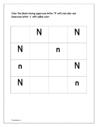 Blocks with uppercase letter 'N' and lowercase letter 'n'  in the worksheet