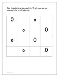 Color the upper case letter 'O' with green color and lower case alphabet 'o' with yellow color  in the worksheet