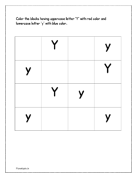 Color the upper case alphabet 'y' with red color and lower case alphabet 'y' with blue color