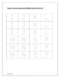 Letter tracing worksheets I to P